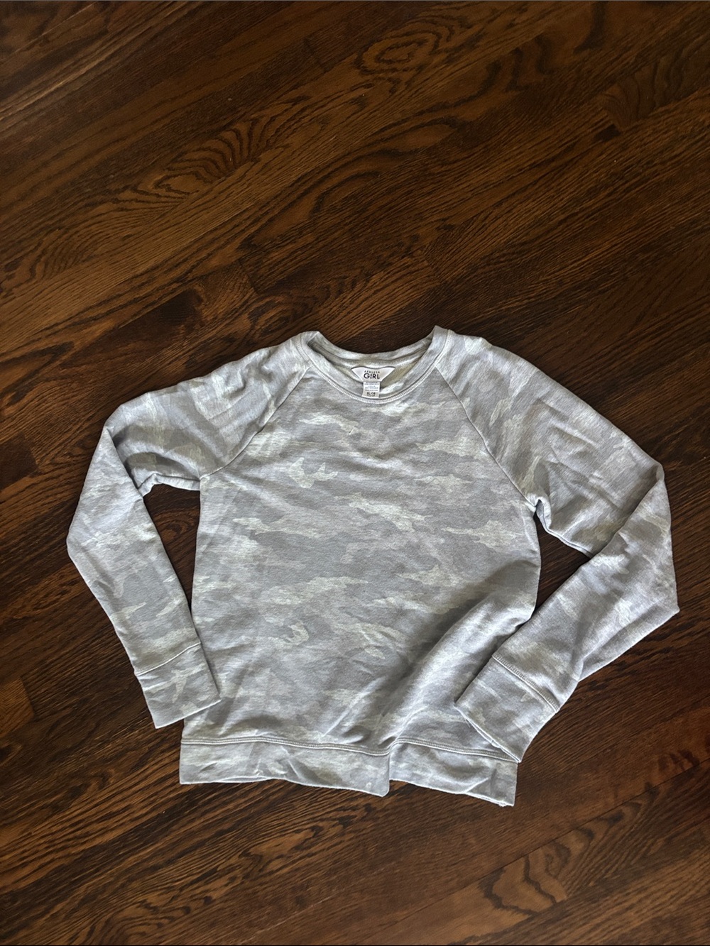 Athleta Light Gray Camo Crewneck Sweatshirt - Kids